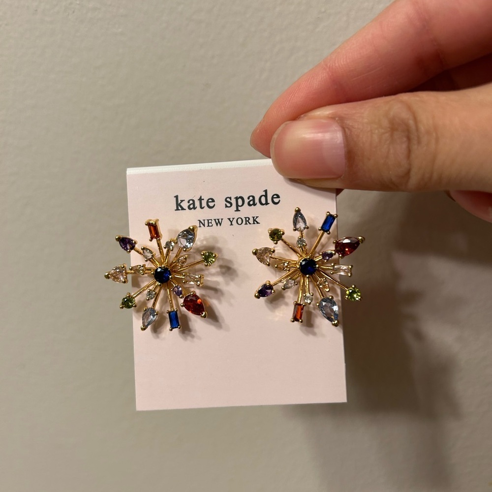 Kate Spade Gold Multi color Firework Floral Studs Earrings